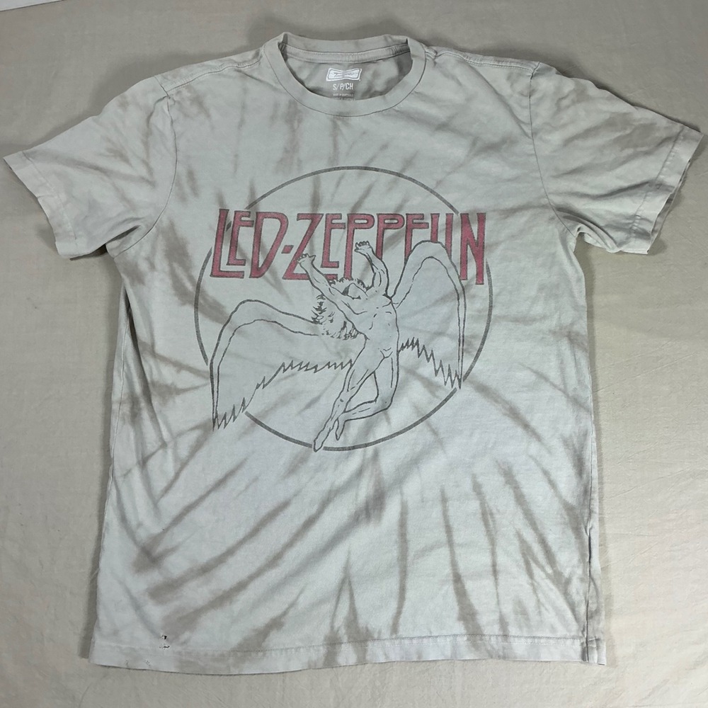 Tailgate Led Zeppelin Tie Dye Graphic T-Shirt Tan Cream Icarus Small